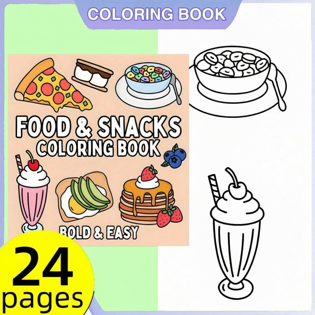 새로운 음식 & 간식 테마 색칠 공부 책, 성인용 그래 - Food And Snacks Coloring Book 리뷰 및 가격