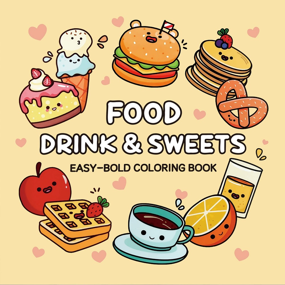 음식, 음료 및 과자 성인을 위한 이지볼드 색칠책 귀여 - Food And Snacks Coloring Book 리뷰 및 가격
